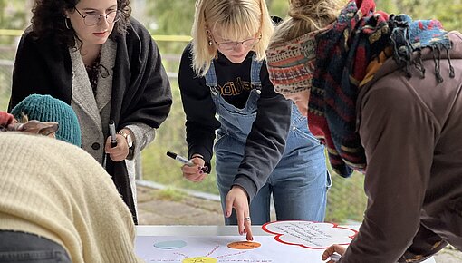 junge Lehrer:innen gestalten ein Plakat